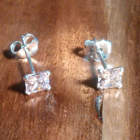 Jewelry - Pink Cubic Zirconia Sterling Silver Stud Earrings
